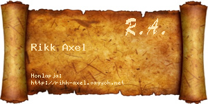 Rikk Axel névjegykártya